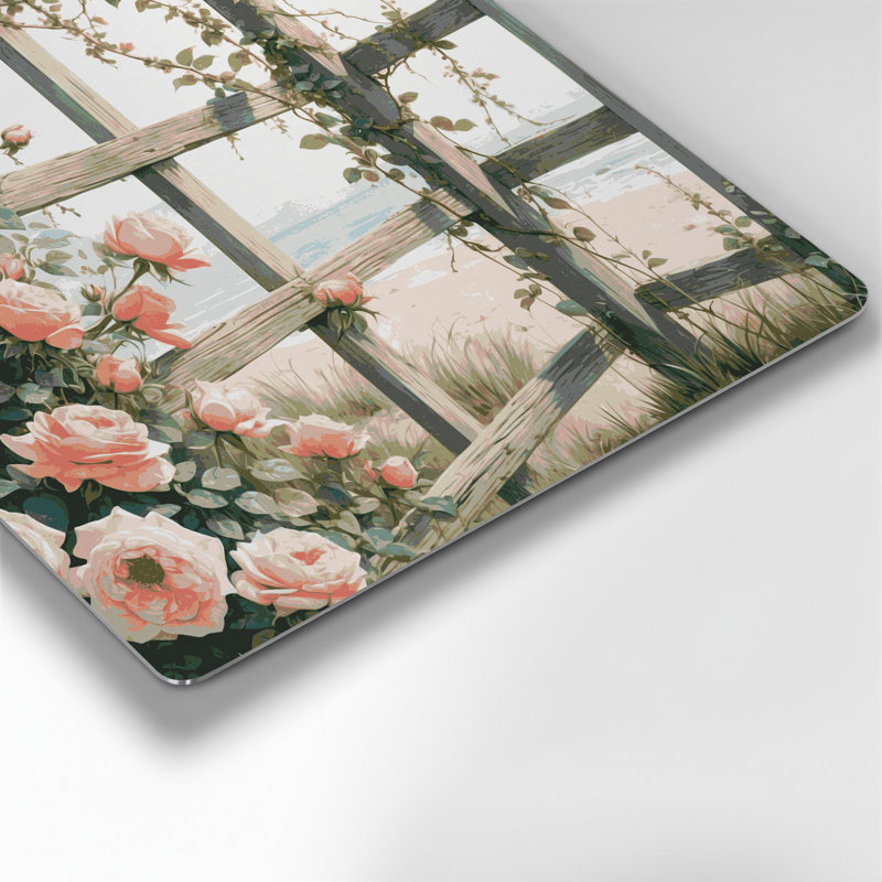 Art mural gris en métal Coastal Beach Rose, H 32 po x l 32 po