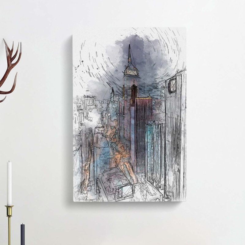 Midnight Dreams In Hong Kong In Abstract - Wrapped Canvas, 60cm H x 40cm W x 3cm D