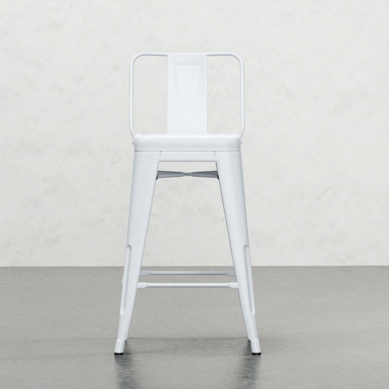 24 tabourets de comptoir en métal 24 (la paire), blanc - conception avec dossiers et repose-pieds incurvés pour un confort imbattable