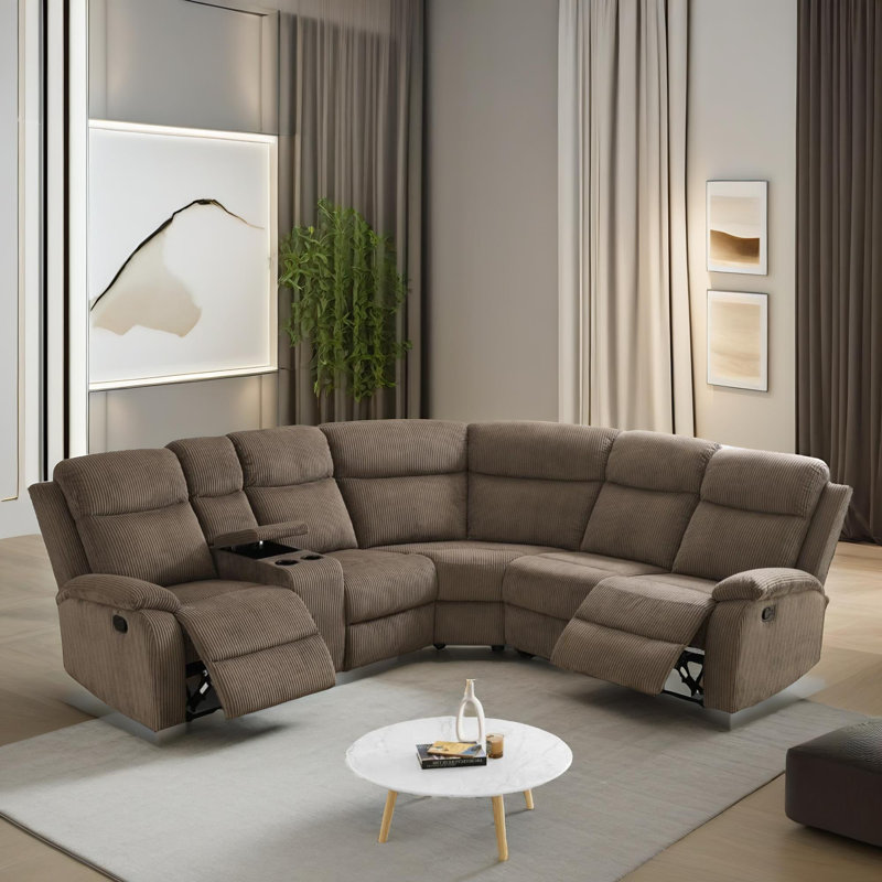 Ensemble de canapé modulaire inclinable Monaco, Similicuir brun