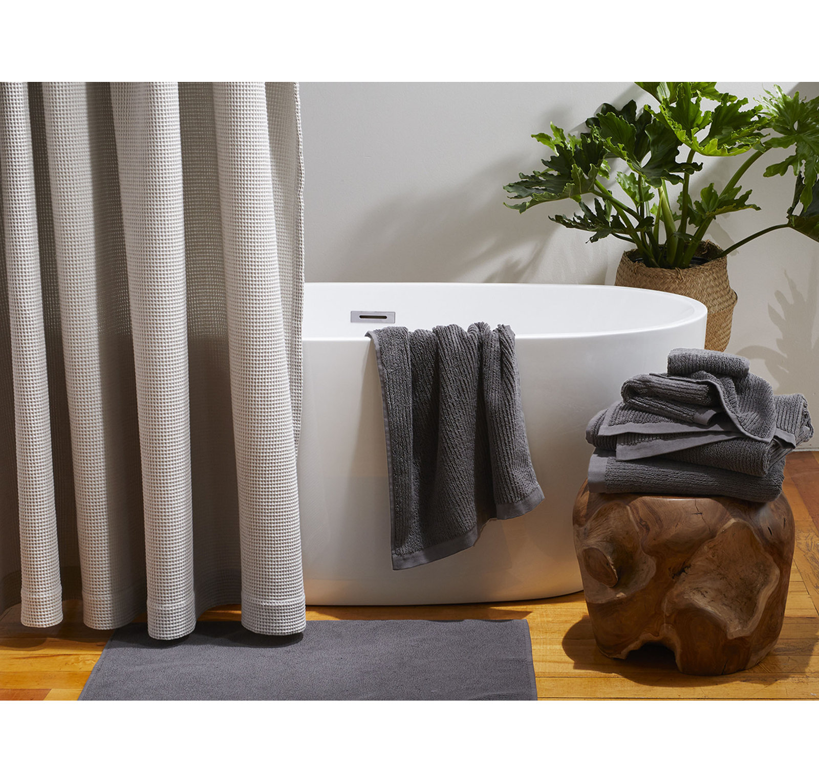 Temescal 6-Piece Organic Cotton Towel Set, Shadow,  Towel Set