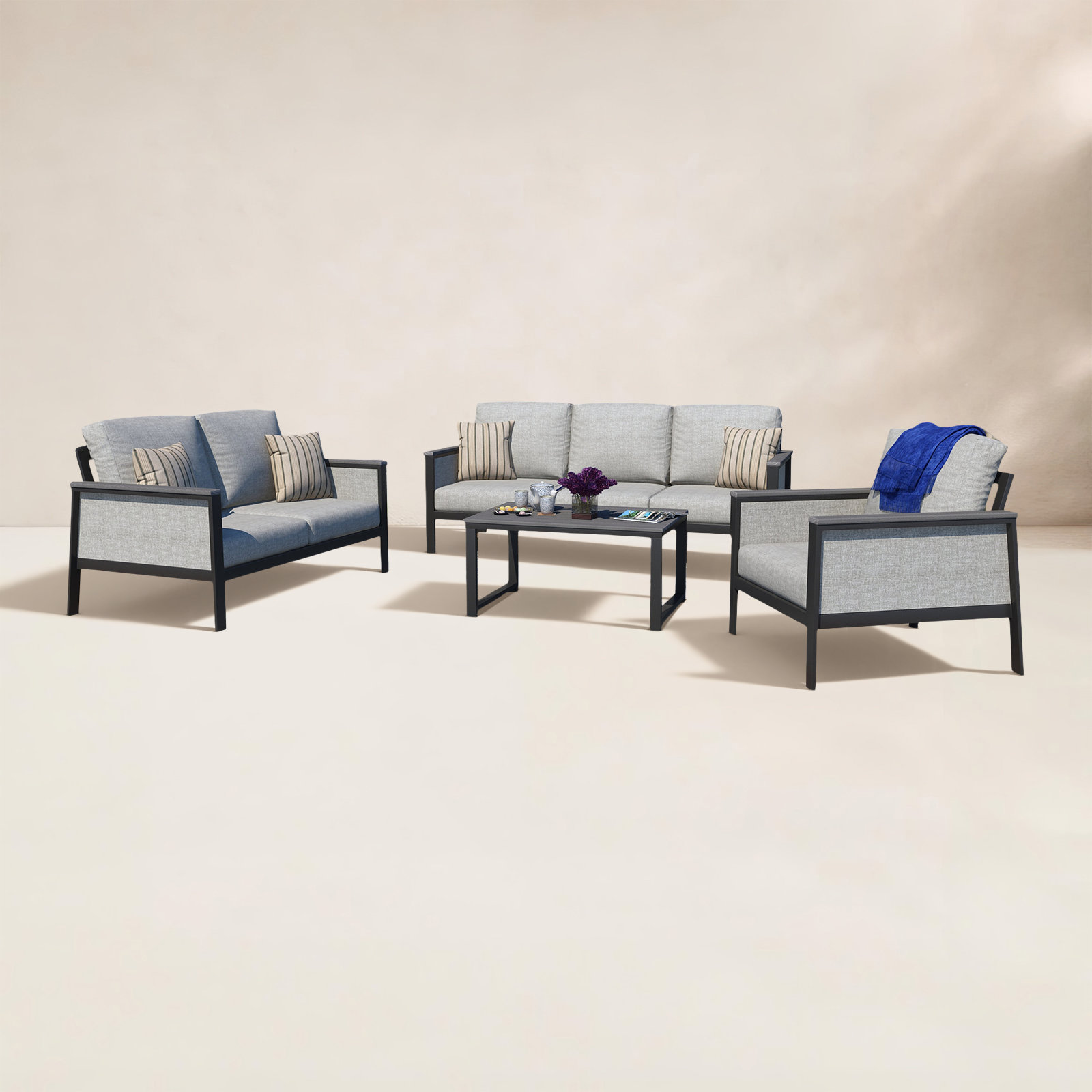 Townsend 8-Person Sunbrella® Patio Seating Group, Canvas Granite