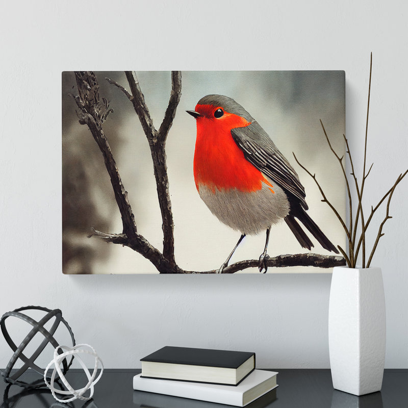 Wondrous Robin Bird - Wrapped Canvas, 50cm H x 76cm W
