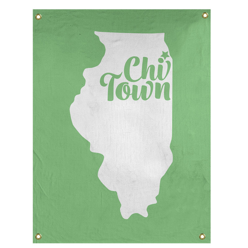 Tapisserie murale chi town illinois, H 80 po x l 59 po, Vert