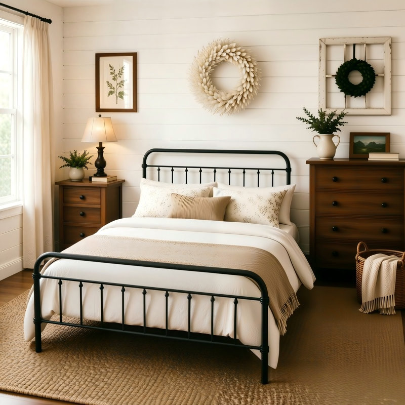 Colina Metal Bed, Queen, Black