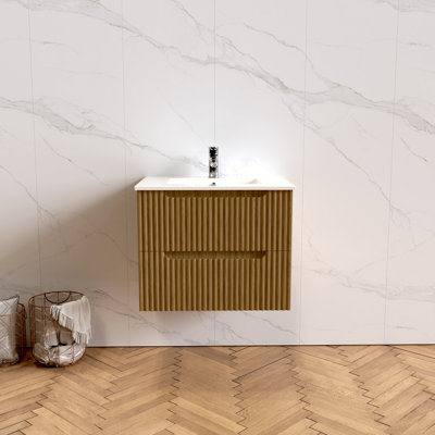 24" Wall-Mount Bathroom Vanity Cabinet with White Basin Sink Combo