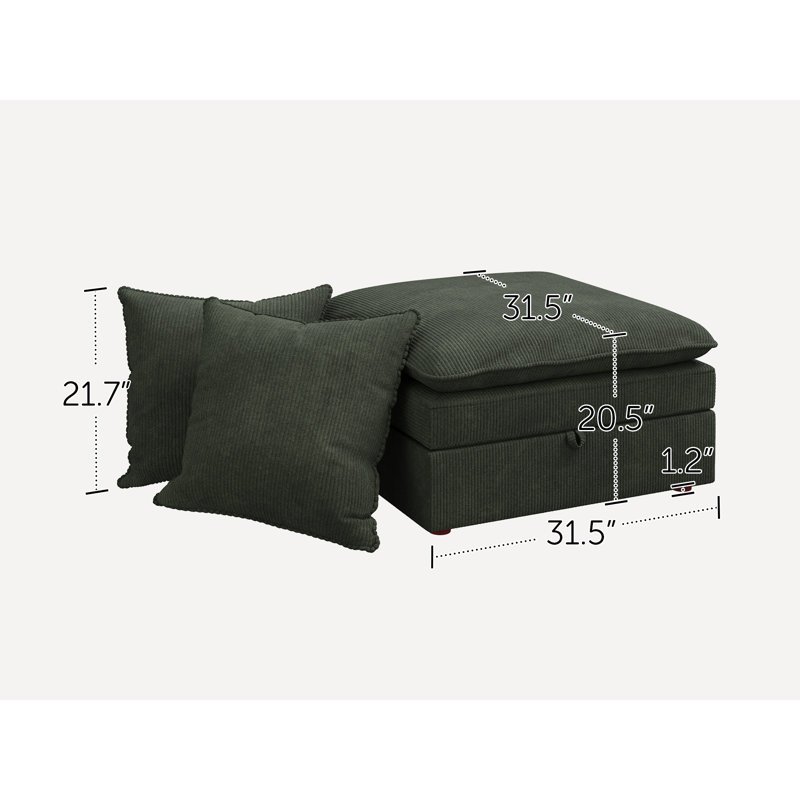 Ottoman Corduroy Green, Green