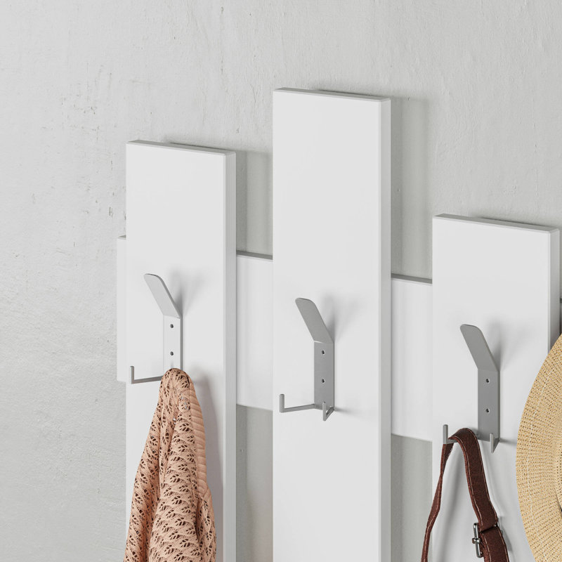 Defeo Wall 8 - Hook Wall Mounted Coat Rack, White