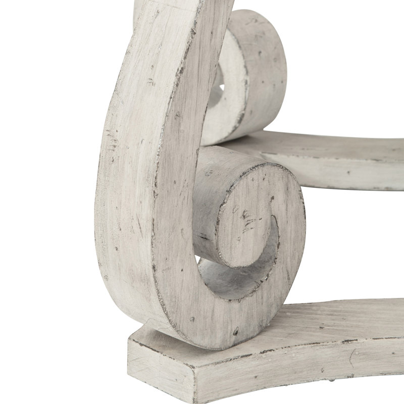 Mirabelle Off-White Wood Octagonal End Table with Scroll Legs