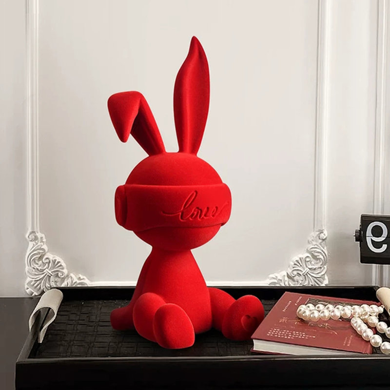 Red Rabbit Ceramic Decorative Object