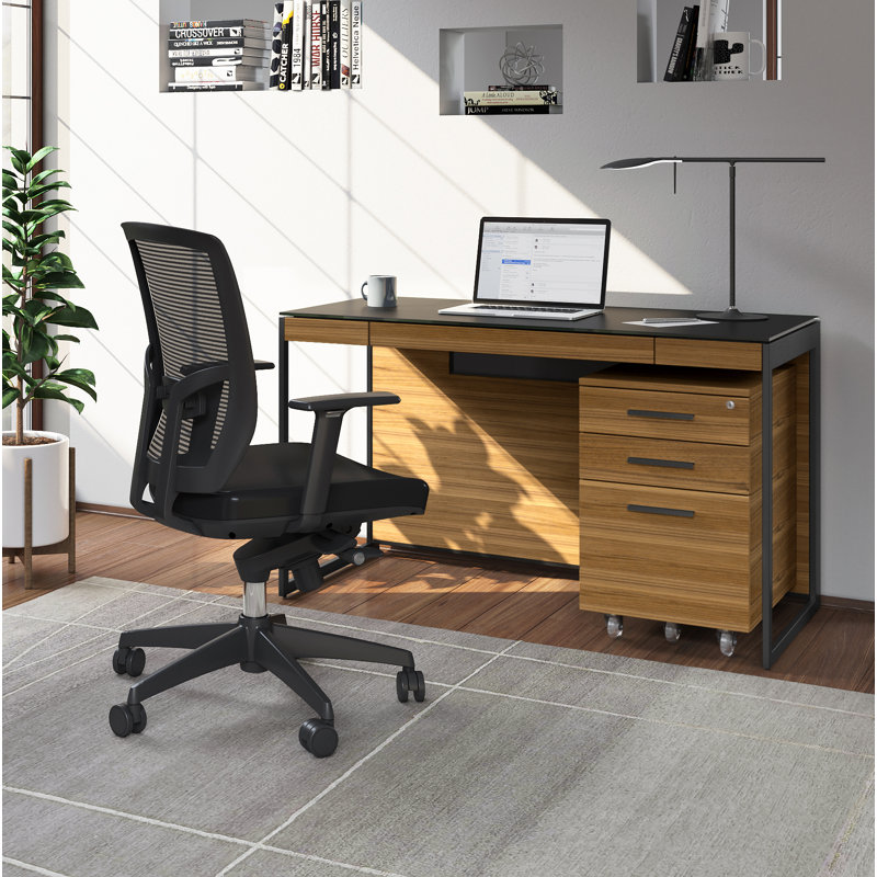 Sequel 20 Desk, Natural Walnut/Black, 24.75" H x 66" W x 24" D