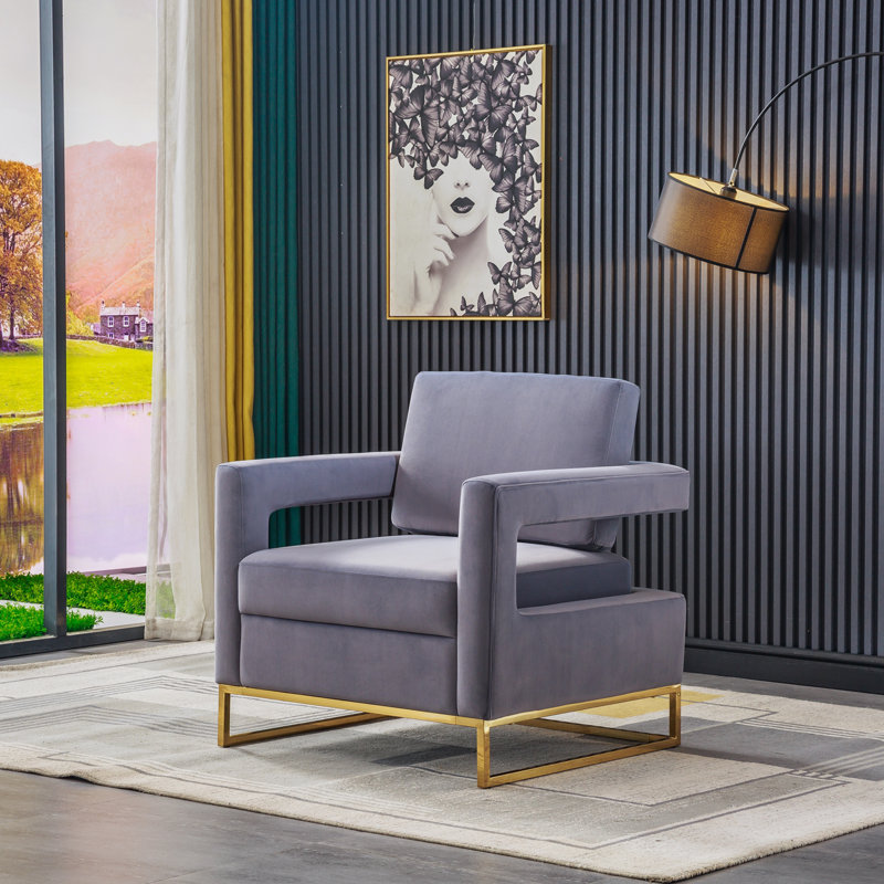 Fauteuil Teagann, Velours gris velours