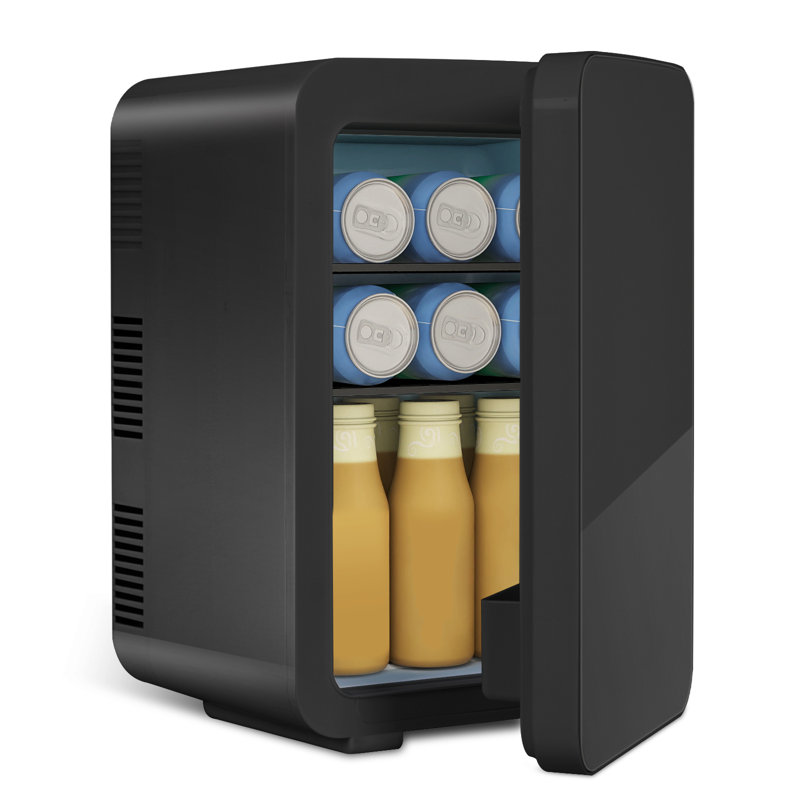 10L Mini Fridge with Glass Door, Portable Car Refrigerator with Cooler& Warmer, Countertop Mini Fridge with Handle