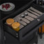 Armoire de cuisine avec tiroir noir, espace pour micro-ondes et tablettes réglables pour la vaisselle et l'organisation des paniers