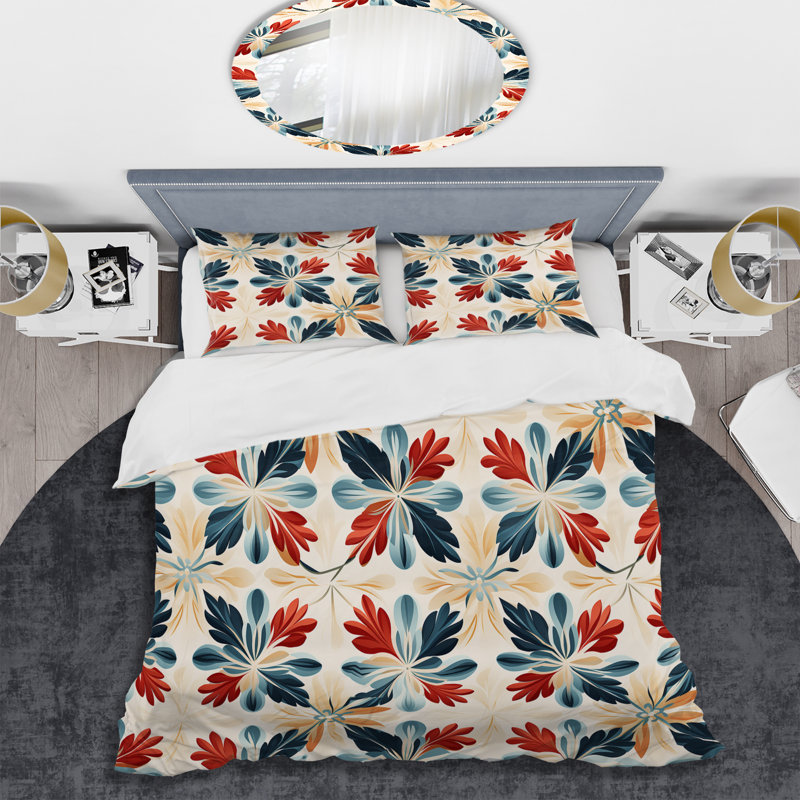 Marrocain Red And Blue Eclectic Mix - Ensemble de housse de couette éclectique
