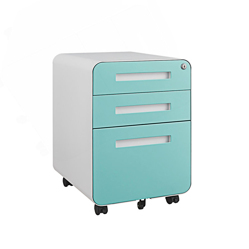 Classeur mobile à 3 tiroirs avec serrure - rangement légal et format lettre pour bureau à domicile, entièrement assemblé