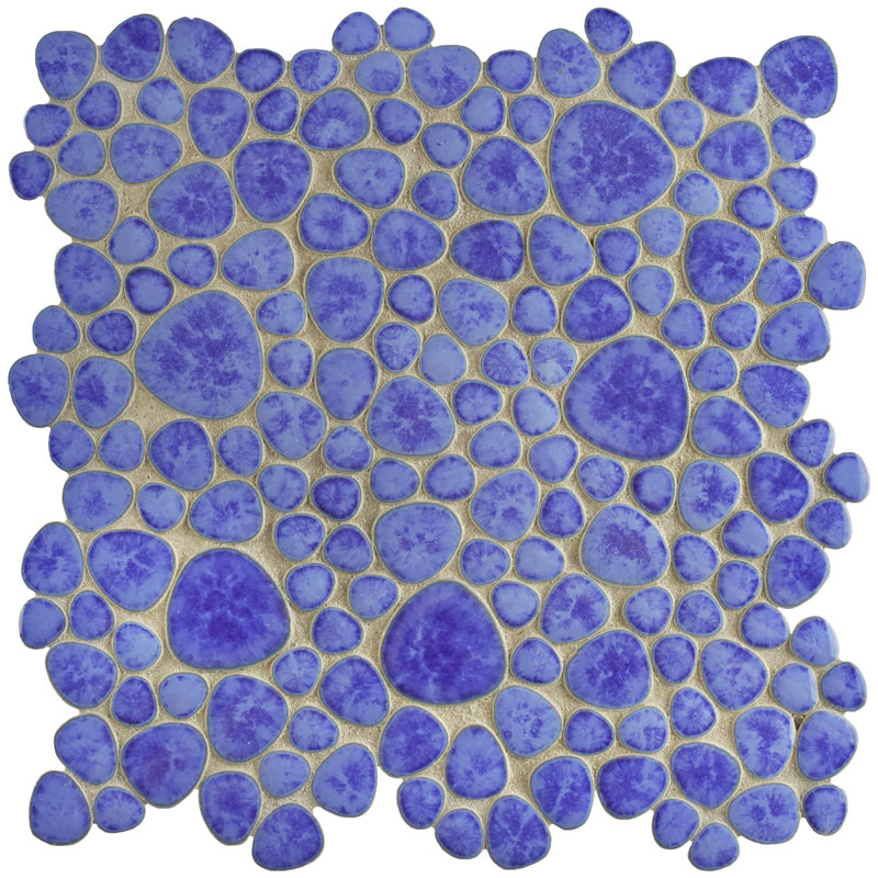 Pebble 11" x 11" Porcelain Pebbles/Rocks Mosaic Wall & Floor Tile, Blue