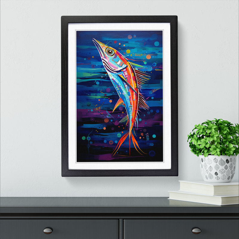 Fish Orphism - Framed Print, Black, 64cm H x 46cm W x 2cm D