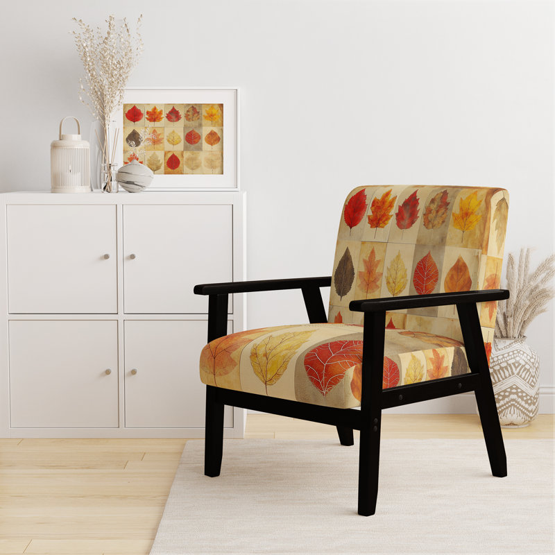 Chaise d'appoint Leaves - Autumn Leaves Collage, Black Square Arms