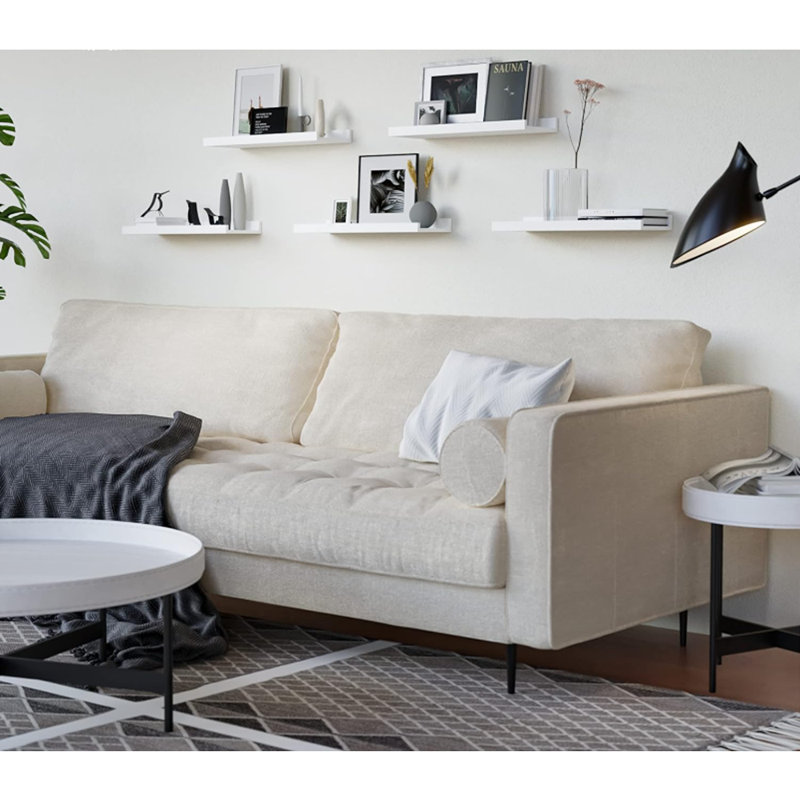 5-pack White Floating Wall Shelves, Modern Picture Ledge For Storage & Decor