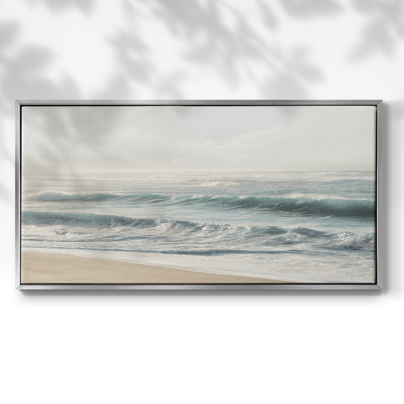 Douces vagues - Toile tendue avec châssis encadré - Prêt à accrocher, Argent argent, H 21 po x l 41 po
