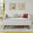 Twin Size Daybed with Trundle, Upholstered in Beige Linen Fabric, Stylish Vertical Stripes for Modern Living and Extra Sleeping Space-936410080