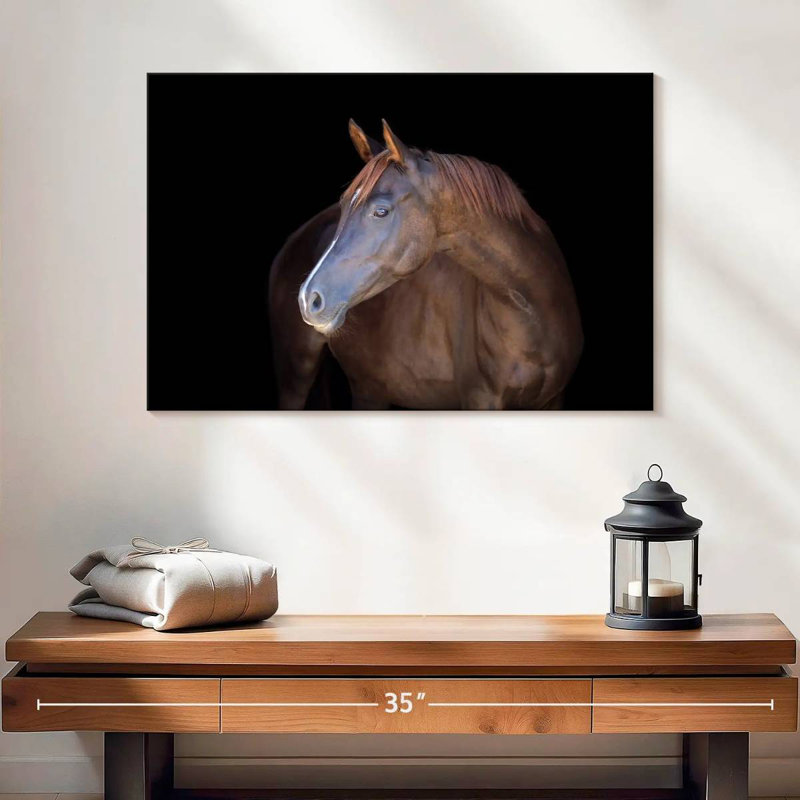 Cheval brun foncé Brampt, H 16 po x l 24 po