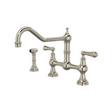 Edwardian™ Perrin and Rowe® Provence Two Handle Widespread Bridge Faucet with Side Spray Rinse