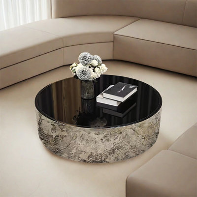 Table basse italienne simple ronde en verre trempé