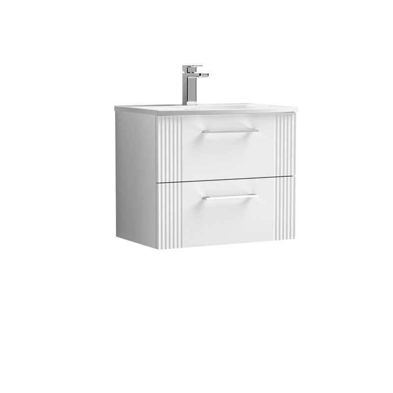 Deco 610mm Single Bathroom Vanity with Integrated Vitreous China Basin, Satin White