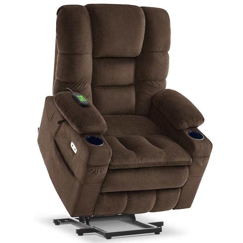 Fauteuil inclinable électrique à deux moteurs avec appui-tête réglable, chauffage lombaire et du siège, Café