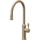 Davoli Pull-Down Kitchen Faucet with Button Sprayer - High Arc Spout