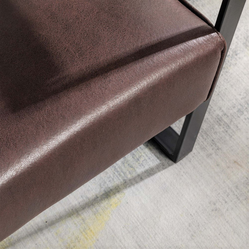 Chaise d'appoint classique classique Mid-Century avec structure carrée en métal durable, Marron foncé