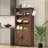 70in Tall Bookshelf 5 Tier Bookcase with Barn Doors and Adjustable Shelves, Farmhouse Book Shelf-2143735528