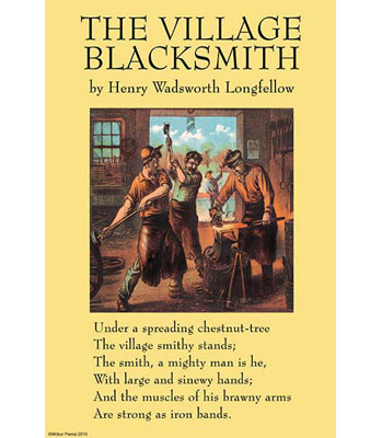 « the village blacksmith » par henry wadsworth longfellow affiche rétro
