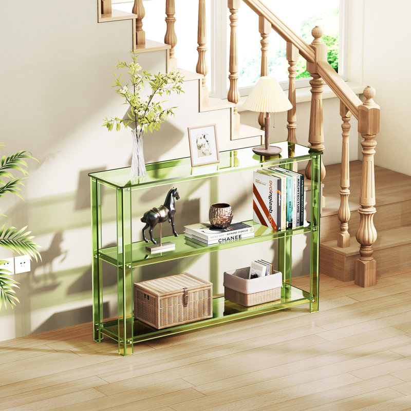 Laraby Acrylic Console Table, Entryway Table with Storage (45.7'' x 11.4'' x 31.5''), Green