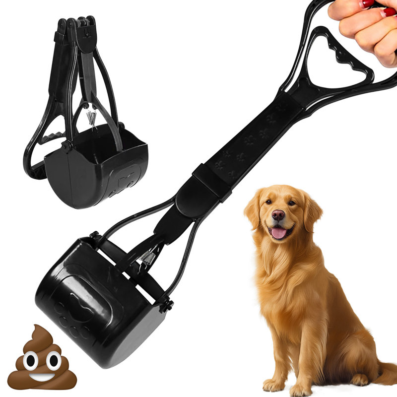 Ramasse-crottes incassable pour chien avec manche, Noir