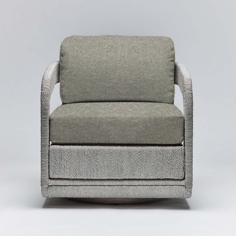 Harbour Swivel Armchair, Gray Ceruse, Moss Tweed