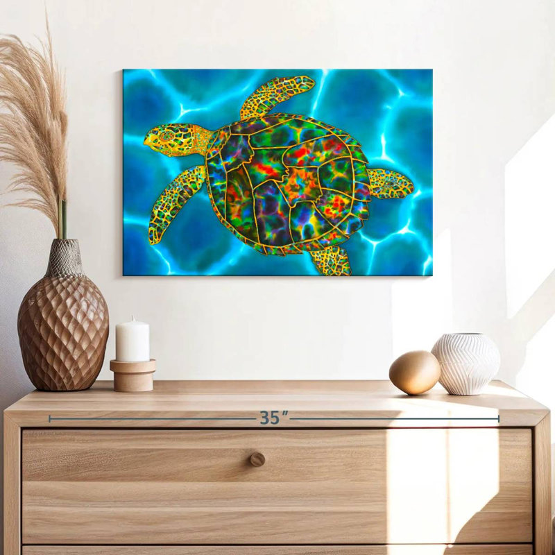 Brampt Rainbow Opal Sea Turtle, 32" H x 48" W