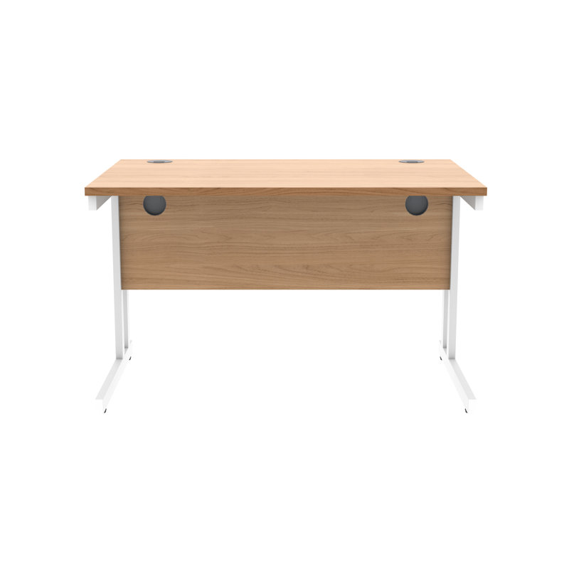 Kelson Metal Base Writing Desk, White, Beech, 73cm H x 120cm W x 80cm D