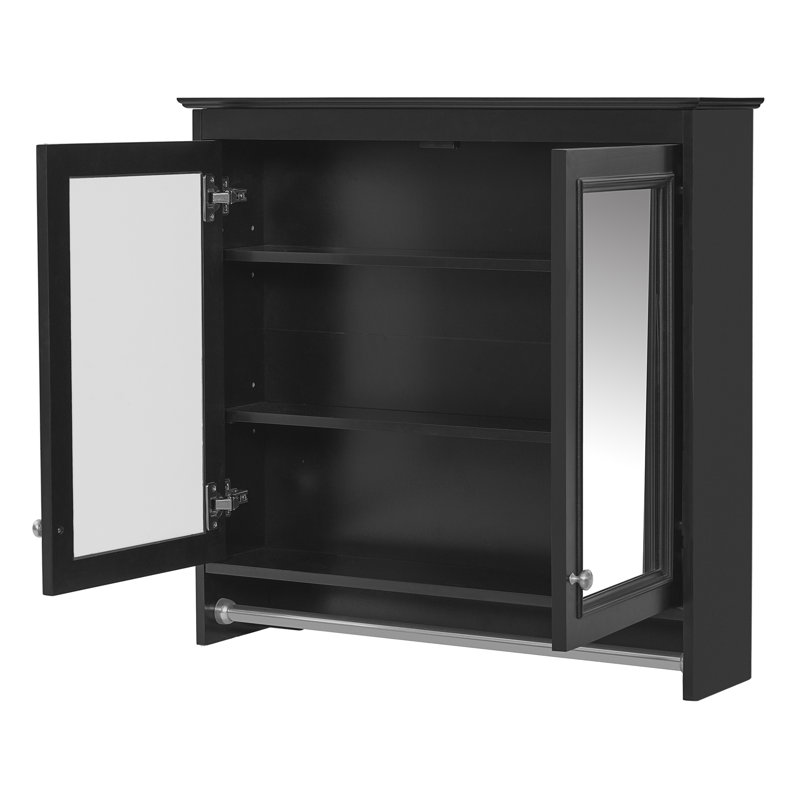 Armoire à pharmacie murale avec tablettes réglables et portes à fermeture douce, Noir