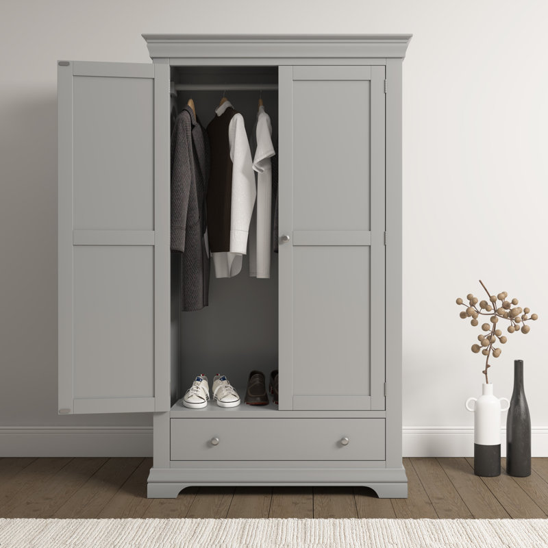 Adaleya 2 Door 1 Drawer Wardrobe, Grey