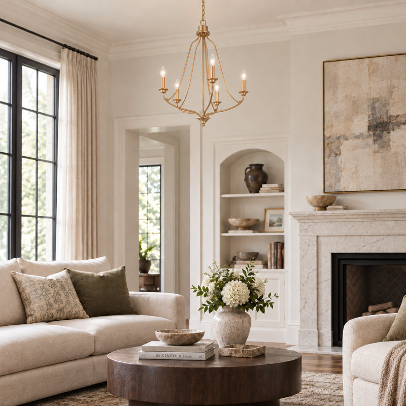 Holk 5 - Light Candle Style Chandelier, Rose Gold