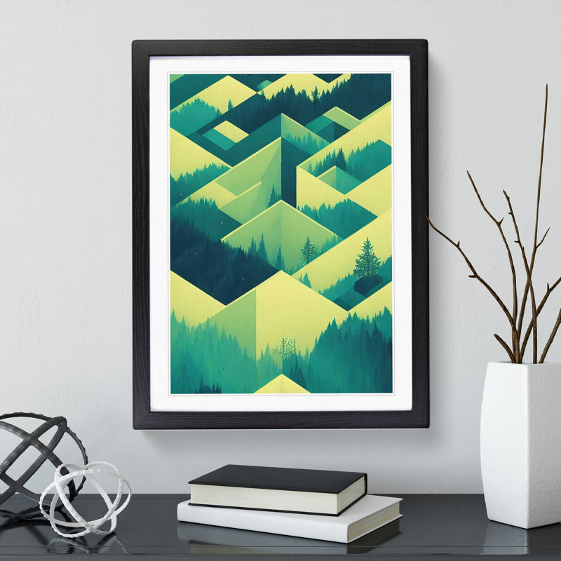 Forest Adventure Abstract - Single Picture Frame Painting, Black, 64cm H x 46cm W x 2cm D