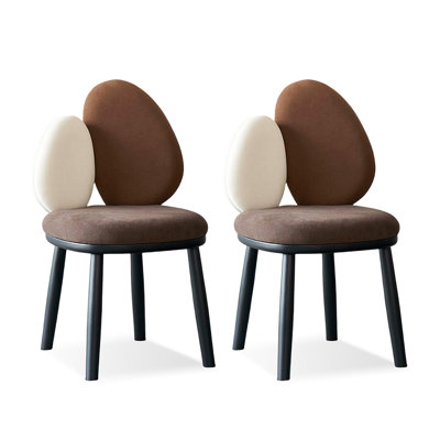 Brown Solid back side Chair(Set of 2)