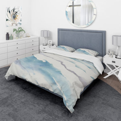 Blue Microfiber Coastal Duvet Cover Set