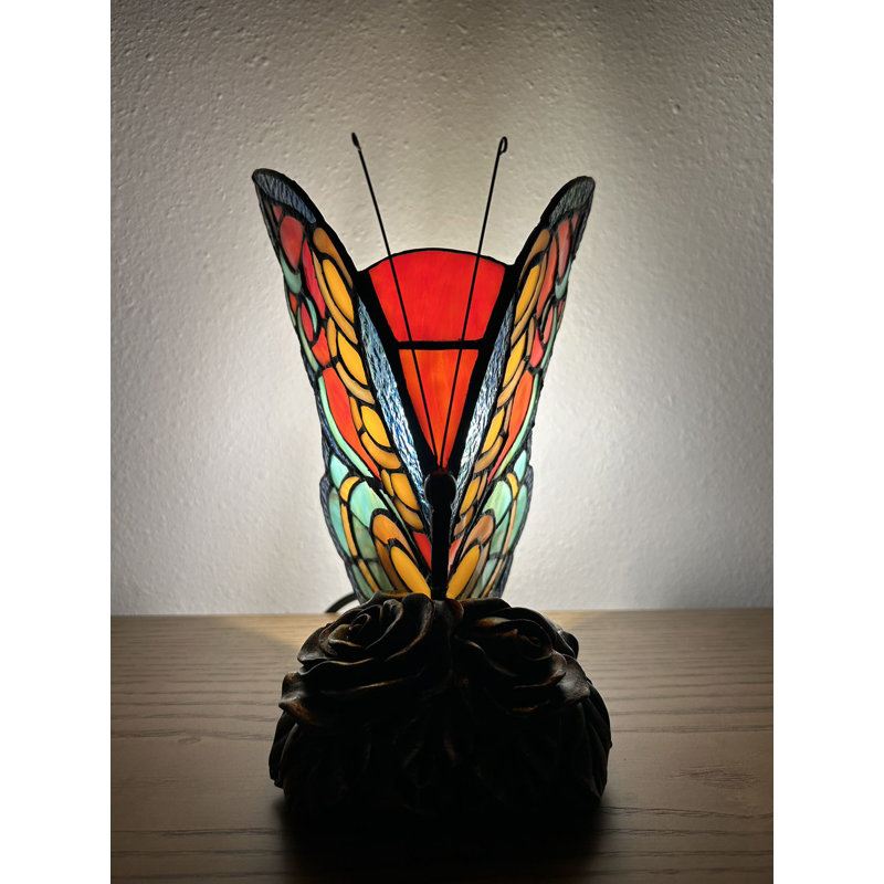 Tiffany Butterfly Mini Night Light Table Lamp Stained Glass 10'H