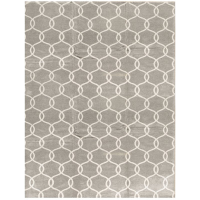 Tapis gris en soie / coton noué à la main Neo Villa