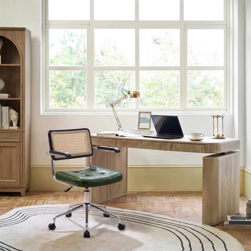 Chaise de bureau pivotante en similicuir Ayris, Vert