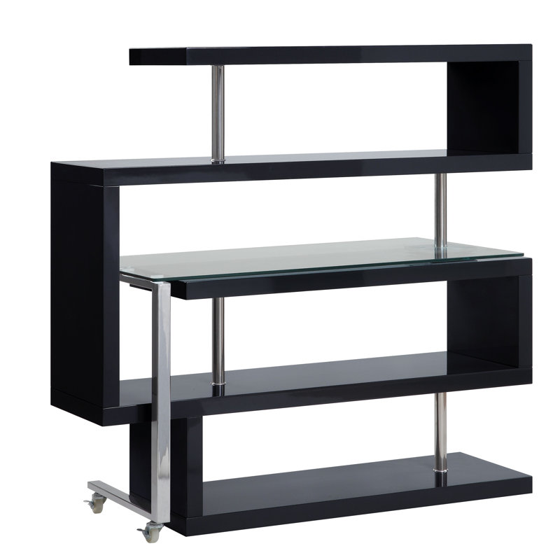 Jovina Glass L-Shape Desk, Black